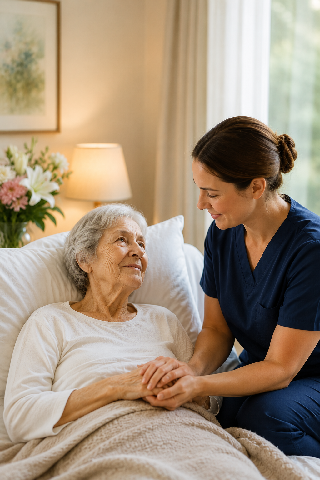 Hospice care team supporting a family during a compassionate consultation